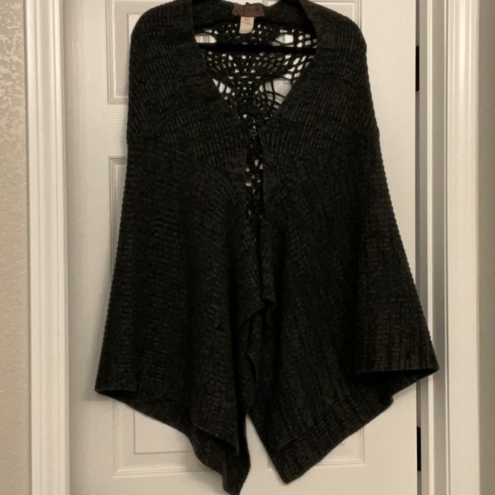 Free People Dark grey Open-Knit Poncho